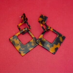 Vintage Geometric Square Stylish Camo Dangle Earrings - F49